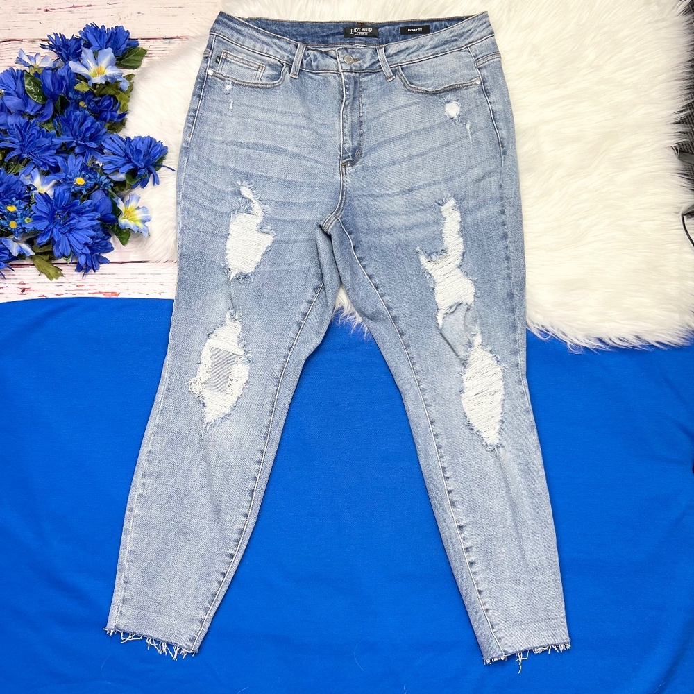 👖|•JUDY BLUE•| Skinny Fit Distressed Stretch Jeans Size 18W👖